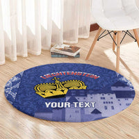 Custom Liechtenstein Football Round Carpet Go Blue-Reds Gutenberg Castle