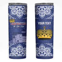 Custom Liechtenstein Football Skinny Tumbler Go Blue-Reds Gutenberg Castle