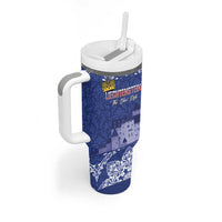 Custom Liechtenstein Football Tumbler With Handle Go Blue-Reds Gutenberg Castle