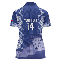 Custom Liechtenstein Football Women Polo Shirt Go Blue-Reds Gutenberg Castle