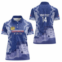 Custom Liechtenstein Football Women Polo Shirt Go Blue-Reds Gutenberg Castle