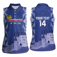 Custom Liechtenstein Football Women Sleeveless Polo Shirt Go Blue-Reds Gutenberg Castle
