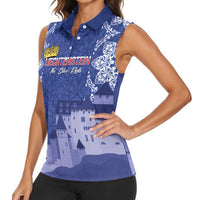 Custom Liechtenstein Football Women Sleeveless Polo Shirt Go Blue-Reds Gutenberg Castle