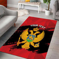 Custom Montenegro Football Area Rug Hrabri Sokoli Grunge Style