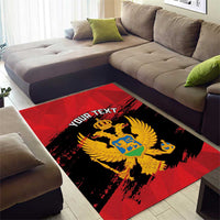 Custom Montenegro Football Area Rug Hrabri Sokoli Grunge Style
