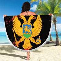 Custom Montenegro Football Beach Blanket Hrabri Sokoli Grunge Style