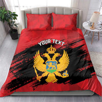 Custom Montenegro Football Bedding Set Hrabri Sokoli Grunge Style