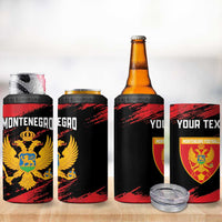 Custom Montenegro Football 4 in 1 Can Cooler Tumbler Hrabri Sokoli Grunge Style