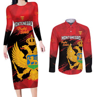 Custom Montenegro Football Couples Matching Long Sleeve Bodycon Dress and Long Sleeve Button Shirt Hrabri Sokoli Grunge Style
