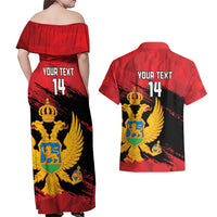 Custom Montenegro Football Couples Matching Off Shoulder Maxi Dress and Hawaiian Shirt Hrabri Sokoli Grunge Style