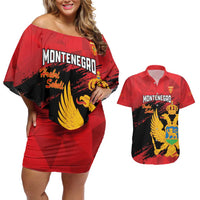 Custom Montenegro Football Couples Matching Off Shoulder Short Dress and Hawaiian Shirt Hrabri Sokoli Grunge Style