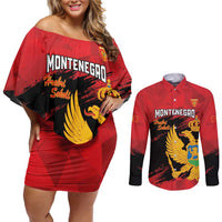 Custom Montenegro Football Couples Matching Off Shoulder Short Dress and Long Sleeve Button Shirt Hrabri Sokoli Grunge Style
