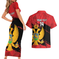 Custom Montenegro Football Couples Matching Short Sleeve Bodycon Dress and Hawaiian Shirt Hrabri Sokoli Grunge Style