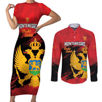 Custom Montenegro Football Couples Matching Short Sleeve Bodycon Dress and Long Sleeve Button Shirt Hrabri Sokoli Grunge Style