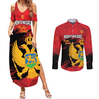 Custom Montenegro Football Couples Matching Summer Maxi Dress and Long Sleeve Button Shirt Hrabri Sokoli Grunge Style