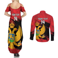 Custom Montenegro Football Couples Matching Summer Maxi Dress and Long Sleeve Button Shirt Hrabri Sokoli Grunge Style
