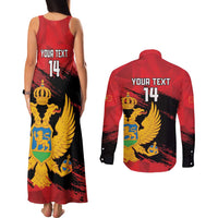 Custom Montenegro Football Couples Matching Tank Maxi Dress and Long Sleeve Button Shirt Hrabri Sokoli Grunge Style