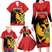Custom Montenegro Football Family Matching Long Sleeve Bodycon Dress and Hawaiian Shirt Hrabri Sokoli Grunge Style