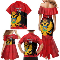 Custom Montenegro Football Family Matching Mermaid Dress and Hawaiian Shirt Hrabri Sokoli Grunge Style