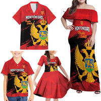 Custom Montenegro Football Family Matching Off Shoulder Maxi Dress and Hawaiian Shirt Hrabri Sokoli Grunge Style