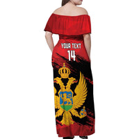 Custom Montenegro Football Family Matching Off Shoulder Maxi Dress and Hawaiian Shirt Hrabri Sokoli Grunge Style