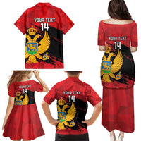Custom Montenegro Football Family Matching Puletasi and Hawaiian Shirt Hrabri Sokoli Grunge Style