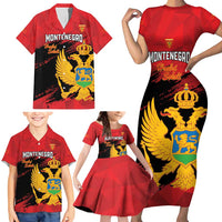Custom Montenegro Football Family Matching Short Sleeve Bodycon Dress and Hawaiian Shirt Hrabri Sokoli Grunge Style