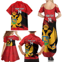 Custom Montenegro Football Family Matching Summer Maxi Dress and Hawaiian Shirt Hrabri Sokoli Grunge Style