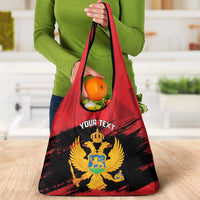 Custom Montenegro Football Grocery Bag Hrabri Sokoli Grunge Style