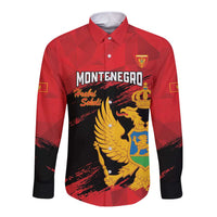 Custom Montenegro Football Long Sleeve Button Shirt Hrabri Sokoli Grunge Style