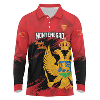 Custom Montenegro Football Long Sleeve Polo Shirt Hrabri Sokoli Grunge Style