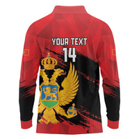 Custom Montenegro Football Long Sleeve Polo Shirt Hrabri Sokoli Grunge Style