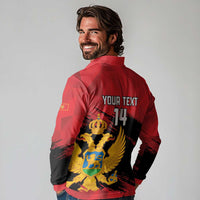 Custom Montenegro Football Long Sleeve Polo Shirt Hrabri Sokoli Grunge Style