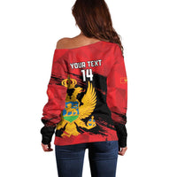 Custom Montenegro Football Off Shoulder Sweater Hrabri Sokoli Grunge Style