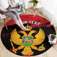 Custom Montenegro Football Round Carpet Hrabri Sokoli Grunge Style