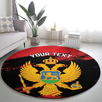 Custom Montenegro Football Round Carpet Hrabri Sokoli Grunge Style