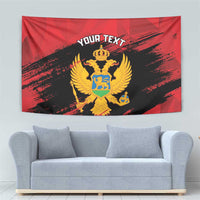 Custom Montenegro Football Tapestry Hrabri Sokoli Grunge Style