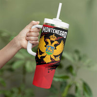 Custom Montenegro Football Tumbler With Handle Hrabri Sokoli Grunge Style