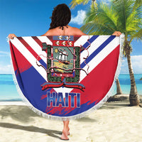 Port-au-Prince Haiti Beach Blanket Potoprens Coat of arms Grunge Vibes