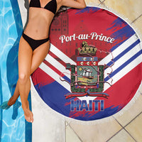 Port-au-Prince Haiti Beach Blanket Potoprens Coat of arms Grunge Vibes