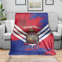 Port-au-Prince Haiti Blanket Potoprens Coat of arms Grunge Vibes