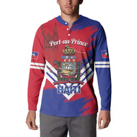 Port-au-Prince Haiti Button Sweatshirt Potoprens Coat of arms Grunge Vibes