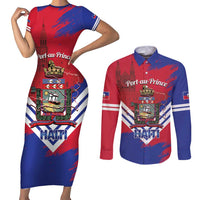 Port-au-Prince Haiti Couples Matching Short Sleeve Bodycon Dress and Long Sleeve Button Shirt Potoprens Coat of arms Grunge Vibes
