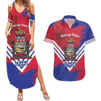 Port-au-Prince Haiti Couples Matching Summer Maxi Dress and Hawaiian Shirt Potoprens Coat of arms Grunge Vibes
