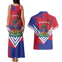 Port-au-Prince Haiti Couples Matching Tank Maxi Dress and Hawaiian Shirt Potoprens Coat of arms Grunge Vibes