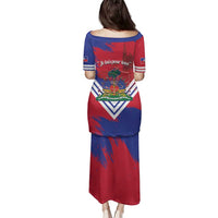 Port-au-Prince Haiti Family Matching Puletasi and Hawaiian Shirt Potoprens Coat of arms Grunge Vibes