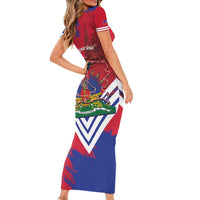 Port-au-Prince Haiti Family Matching Short Sleeve Bodycon Dress and Hawaiian Shirt Potoprens Coat of arms Grunge Vibes