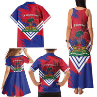 Port-au-Prince Haiti Family Matching Tank Maxi Dress and Hawaiian Shirt Potoprens Coat of arms Grunge Vibes