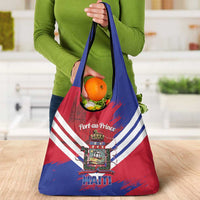 Port-au-Prince Haiti Grocery Bag Potoprens Coat of arms Grunge Vibes