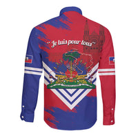 Port-au-Prince Haiti Long Sleeve Button Shirt Potoprens Coat of arms Grunge Vibes